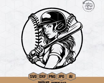 Softball Girl Svg | Softball Player Svg | Softball Team Svg | Softball Mom Svg | Softball Game Clipart | Softball Shirt | Png Dxf Eps Ai