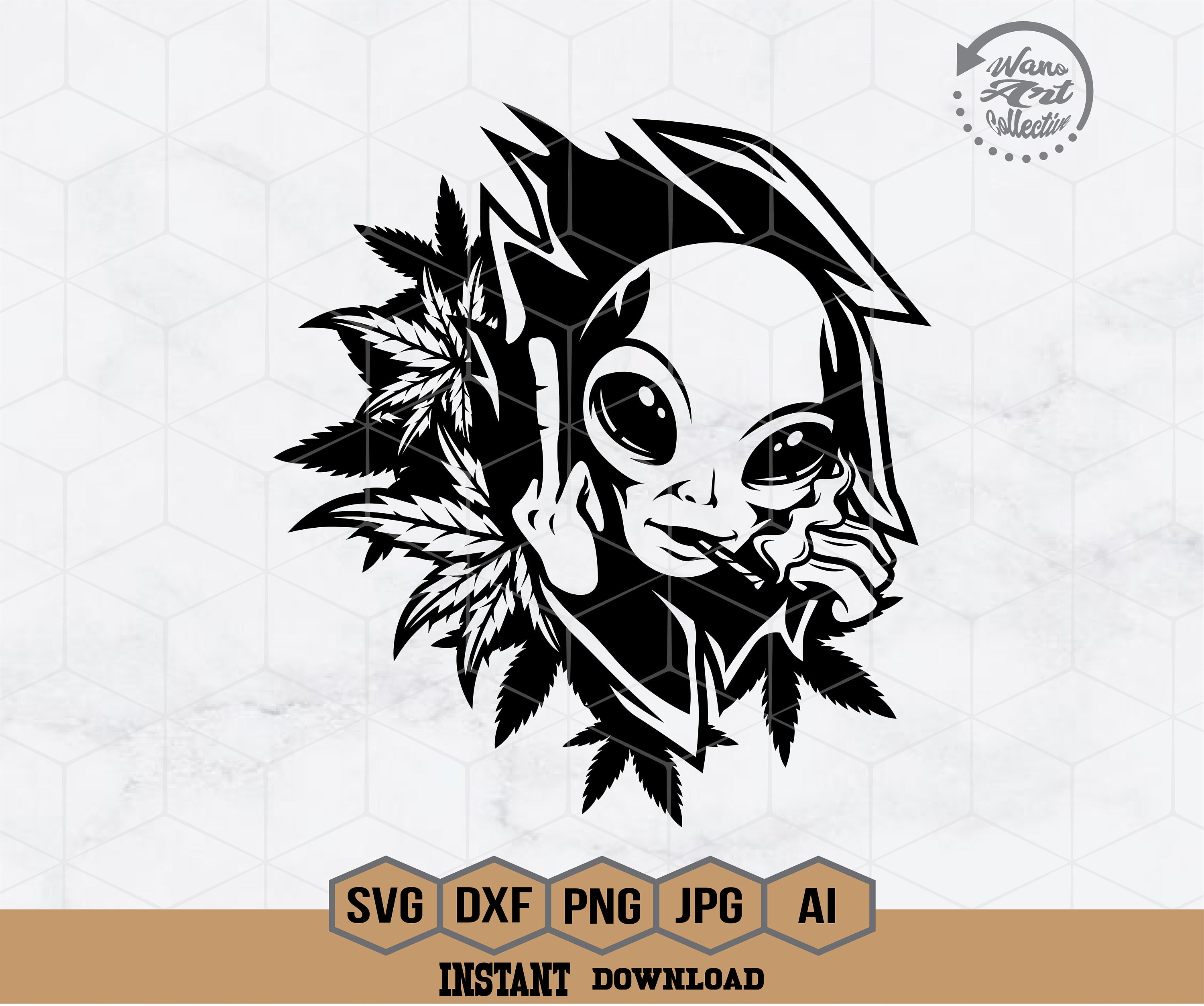 Alien Smoking Weed Svg | Alien Smoking Joint Svg | Rasta Alien Svg ...