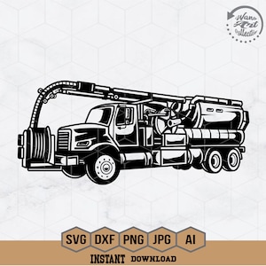 Sewing Cleaning Truck Svg | Vacuum Truck Svg | Septic Truck Svg | Cleaning Truck Clipart | Sanitation Vehicle Cut File | Png Dxf Eps Ai