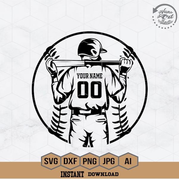 Baseball Player Svg | Personalized Name Svg | Baseball Team Svg | Baseball Dad Svg | Baseball Clipart | Baseball Cutfile | Baseball Stencil