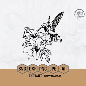 Hummingbird Flowers Svg | Bird with Flowers Svg | Hummingbird Clipart | Bird Png | Floral Bird Cutfile | Eps Files for Cricut Silhouette