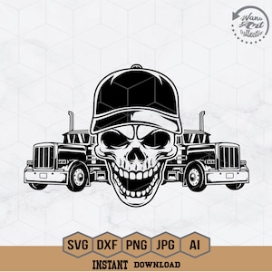 Skull Trucker Svg | Trucker Driver Svg | I&#39;m A Trucker Svg | Semi Truck Svg | Trucker Svg | Semi Truck Png | Skull Svg | Skull Driver Svg