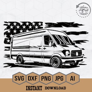 US Cargo Van SVG | Moving Vehicle SVG | Delivery Van Truck Svg | Shipping Van Svg | Delivery Van Svg Cut Files for Cricut |Png Dxf Eps