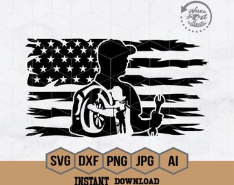 Amerikaanse monteur silhouet svg, USA monteur clipart, monteur cutfile, monteur shirt svg, monteur stencil, monteur svg, monteur vader cutfile
