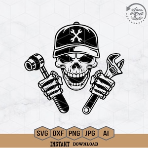 Skull Mechanic Svg | Mechanic Tools Svg | Repair Tools Svg | Skull Mechanic Svg | Wrench Svg | Skull Svg | Mechanic Shirt | Png Eps Dxf Ai