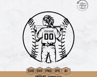 Personalized Name Svg | Softball Player Svg | Softball Team Svg | Softball Mom Svg | Softball Player Clipart | Softball Cutfile | Png Eps Ai