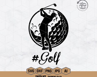 Golf Player Svg | Golf Svg | Golfing Svg | Golf Club Svg | Golf Ball Svg | Golf Player Stencil  | Golfing Clipart | Golfer Shirt | Png Dxf