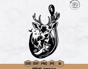 Deer Hunting Svg | Bass Fish Svg |  Fishing Hook Svg | Bass Svg | Hunting Svg | Buck Svg | Flying Ducks Svg | Tree Scenery Svg | Png Dxf Eps