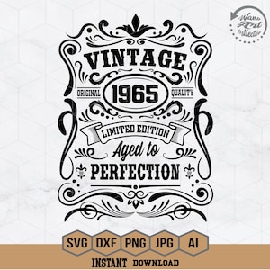 60th Birthday Svg | 60th Birthday Shirt | Vintage 1965 Svg | 1965 Aged to perfection | Aged to Perfection Svg | 60th Birthday Gift Idea