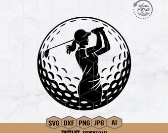 Female Golf Svg Png | Golf Player Svg | Golf Mom Svg | Golf Club Svg | Golf Ball Svg | Golf  Stencil | Golf Clipart | Golf Shirt | Png Dxf