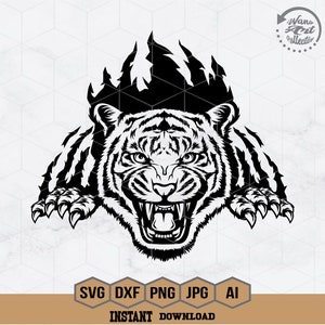Tiger Scratch Svg | Tiger Svg | Tiger Claw Svg | Tiger Clipart | Beast Animal Svg | Wild Animal Svg | Ripped Shirt | Tiger Cricut | Png Dxf
