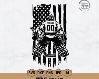 US Goalie Player Svg | Personalized Name | GoalKeeper Svg | Ice Hockey Svg | Goalie Clipart | Ice Hockey Stencil | Hockey Shirt | Png Dxf