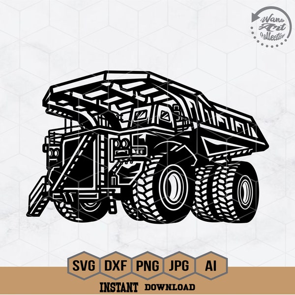 Large Quarry Truck Svg | Haul Trucks Svg | Mining Truck Svg | Heavy Equipment Stencil | Quarry Equipment T-shirt Design | Png Eps Dxf Ai