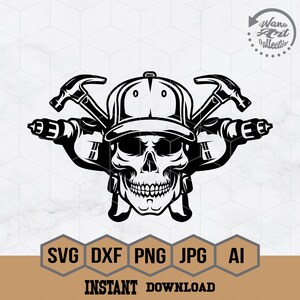 Carpenter Skull svg, Carpenter svg, Carpenter Tools Svg, Dad Hat Skull Svg, Carpenter Dad svg, Carpenter Clipart, Carpenter Instant Download