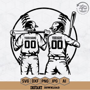 Baseball Two Player Svg | Personalized Name Svg | Baseball Svg | Baseball Dad Svg | Baseball Shirt | Baseball Clipart | Baseball Stencil