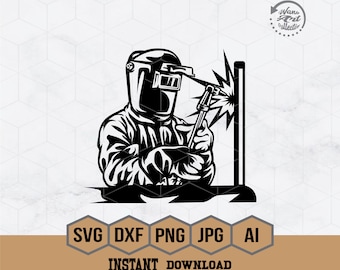 Welder Svg | Welding Torch Svg | Welding Rod Cut File | Repairman T-Shirt Design | Iron Repair Stencil | Contractor Dxf | Dad Gift Idea Png