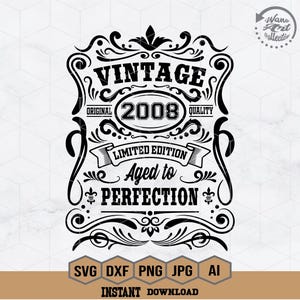 18th Birthday Svg | 18th Birthday Shirt | Vintage 2008 Svg | 2008 Aged to perfection | Aged to Perfection Svg | 18th Birthday Gift Idea