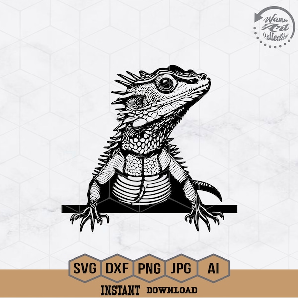 Bearded Dragon Svg | Bearded Dragon Clipart | Komodo Lizard Cutfile | Small Reptile Stencil | Cute Zoo Crew Shirt | Zoo Keeper Gift Idea dxf