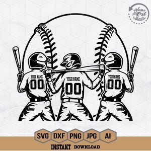 3 Baseball Kids Svg | Personalized Name | Baseball Player Svg | Baseball Kid Shirt | Baseball Shirt | Baseball Clipart | Baseball Stencil