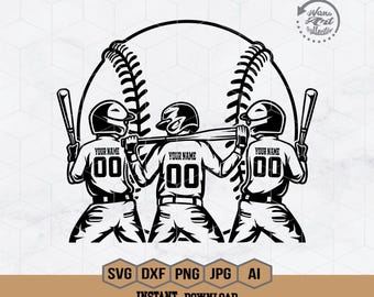 3 Baseball Kids Svg | Personalized Name | Baseball Player Svg | Baseball Kid Shirt | Baseball Shirt | Baseball Clipart | Baseball Stencil