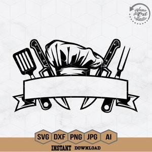 Chef Svg | Chef Tools Svg | Kitchen Tools Svg | Restaurant Svg | Cook Svg | Chef Clipart | Grill Svg Files for Cricut | Dxf Png Jpg Eps