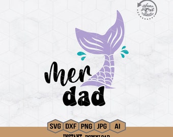 Meerjungfrau Papa Clipart | Kinder Geburtstag Meerjungfrau Datei | Meerjungfrau-Liebhaber-Svg | Meerjungfrau Familie geschnitten Datei | Meerjungfrau Schwanz SVG | Familie Shirt | Datei: Png, Dxf, Eps