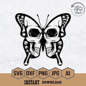 Skull Butterfly Svg | Skeleton Svg | Butterfly Svg | Butterfly Clipart | Butterfly Decal | Svg Files for Cricut and Silhouette | Png Dxf Eps