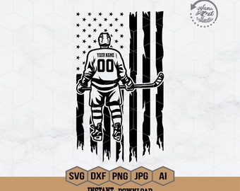 US Ice Hockey Player Svg | Personalized Name | American Hockey Svg | Hockey Skate Svg | Goalie Clipart | Ice Hockey Png | Ice Hockey Shirt