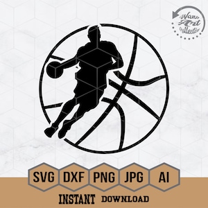Basketball Player Svg | Basketball Svg | Dribbling the Ball Dxf | Eps Vector Files for Silhouette | Cricut | Cutting Plotter | Png file