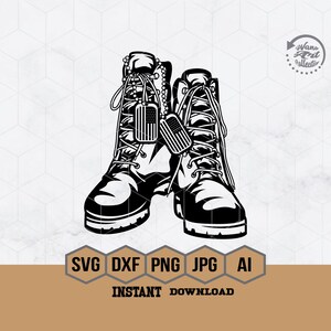 Combat Boots SVG File | Military Shoes Svg | Veteran Shoes Svg | Combat Gear Svg | Veteran Dad Shirt | Army Svg | Veteran Soldier Cricut Eps