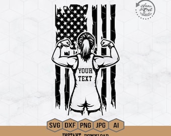 Amerikaanse meisje worstelaar Svg | Worstelen Svg | Vrouwelijke worstelaar Svg | Worstelaar Svg | Worstelteam | Stencil worstelen moeder | Worstelshirt | png