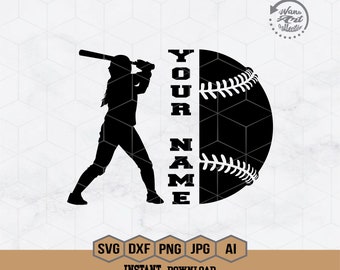 ソフトボールのパーソナライズされた名前 SVG | ソフトボール チーム SVG | ソフトボール ママ SVG | ソフトボール選手のクリップアート | ソフトボール シャツ | ソフトボール カットファイル | PNG