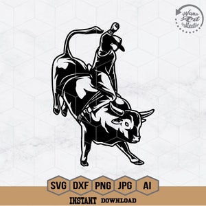 Rodeo Riding a Bull Svg | Bull Rider Svg | Cowboy Svg | Western Cowboy Svg | Bull Riding Svg | Cricut & Silhouette | Png Dxf Jgp Eps Ai