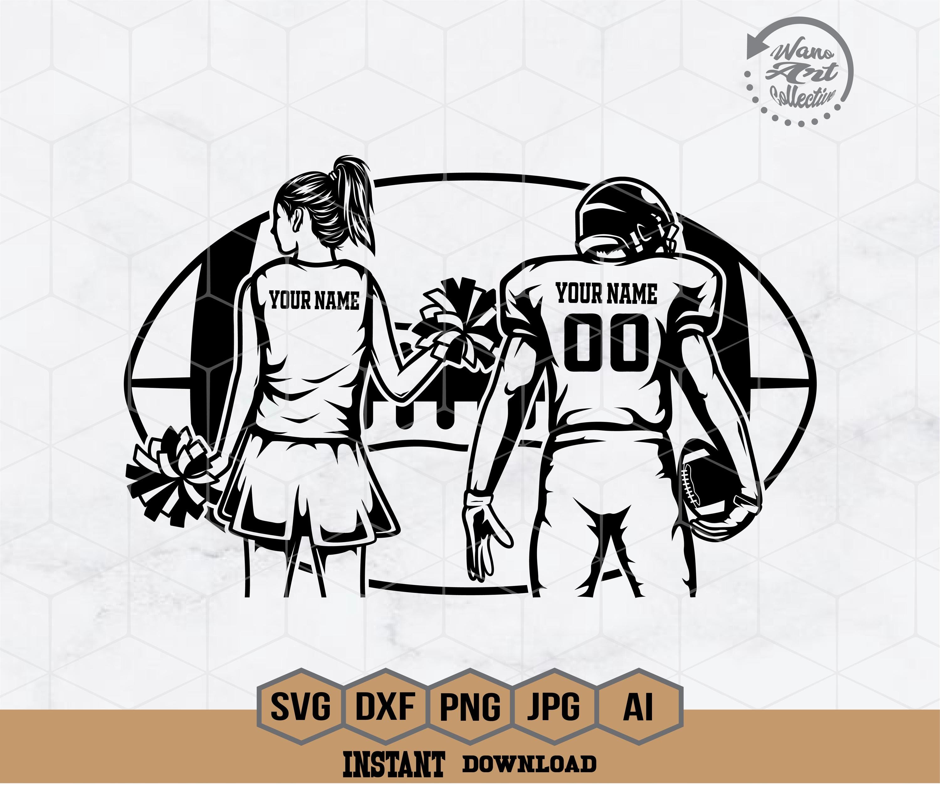 Cheerleader Svg | Football Player Svg | Football Name Svg | Cheer Dance Svg | Football Shirt | Football Season | Cheer Clipart | Png Dxf Eps