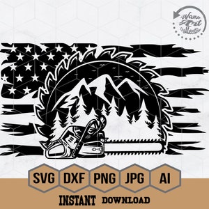 US Wood Saw Blade SvG, Logger Svg, Wood Blade Svg, US Lumberjack Scene Svg, Wood Saw Blade with Trees, Lumberjack svg , Png, Vector, Clipart