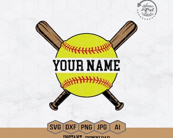 Personalized Name | Softball Bat Svg | Softball Svg | Softball Mom Svg | Softball Game Svg |  Softball Mom Shirt | Softball Png Dxf Eps Ai