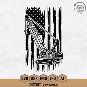US Crane Svg | Heavy Equipment Svg | Construction Machine Svg | Crane Clipart | Construction Svg | Crane Operator Cricut & Silhouette  Png