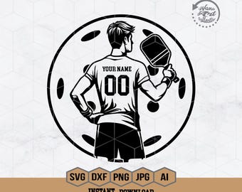Pickleball Player Svg | Pickleball Svg | Personalized Name | Pickleball Dad Svg | Pickleball Paddle Clipart | Pickleball T-Shirt Design