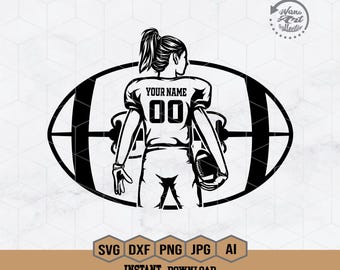 Football Girl Svg | Personalized Name | Football Mom Svg | Football Player Svg | Football Shirt | Football Season | Football Shirt | Png Dxf