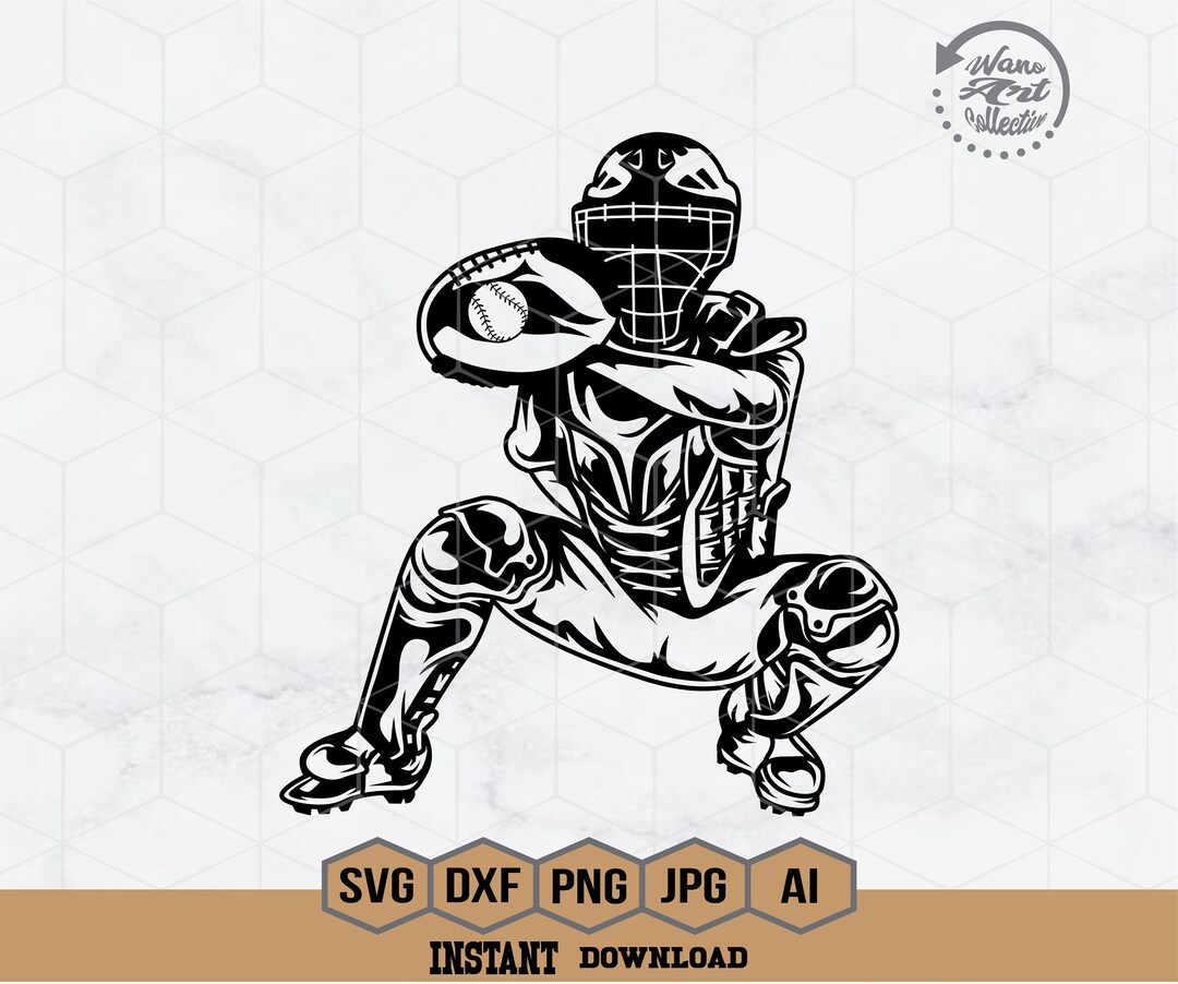 Baseball Player Svg Baseball Catcher Svg Baseball Svg Ball Catcher Svg Baseball Player Png