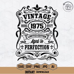 50th Birthday Svg | 50th Birthday Shirt | Vintage 1975 Svg | 1975 Aged to perfection | Aged to Perfection Svg | 50th Birthday Gift Idea