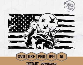 US Hunting Duck SVG FIle | Hunting Scene Svg | Duck Hunting Svg | Mallard Duck Svg | Duck Hunter Clipart | Hunting Season Cutfile for Cricut