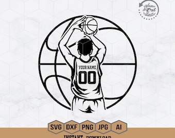 Jugador de baloncesto Svg / Nombre personalizado / Baloncesto Svg / Equipo de baloncesto / Temporada de baloncesto / Baloncesto Deporte Svg / Camiseta de baloncesto