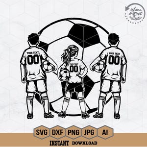 Personalized It | Soccer 2 Boy and 1 Girl Kid Svg | Soccer Girl Svg | Soccer Svg | Soccer Player Svg | Football Png | Soccer Shirt | Png Dxf