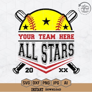 All Stars Softball Svg | Softball Mom Svg | All Stars Svg | Softball Team | Softball Template | Softball Clipart | Softball Shirt | Png Dxf