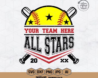 All Stars Softball Svg | Softball Mom Svg | All Stars Svg | Softball Team | Softball Template | Softball Clipart | Softball Shirt | Png Dxf