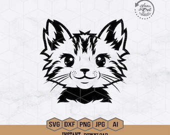 Cute Cat Svg | Baby Cat Svg |  Cat Svg | Baby Kitten Svg | Baby Animal Svg | Pet Lover Svg | Baby Cat Clipart CuttingFile Png Eps Dxf Ai