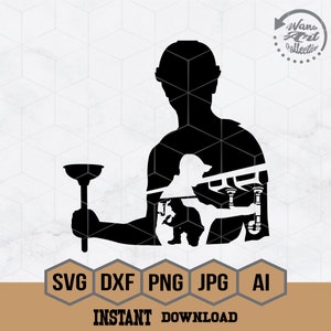 Plumber Scene Silhouette, Plumber Svg, Plumber Scene Svg, Plumber Png, Plumber Clipart, Plumber Shirt, Dad Shirt, Plumber Cutfile, Eps, Dxf
