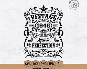 80th Birthday Svg | 80th Birthday Shirt | Vintage 1946 Svg | 1946 Aged to perfection | Aged to Perfection Svg | 80th Birthday Gift Idea