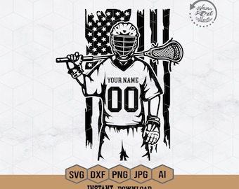 Nombre de lacrosse / Svg de lacrosse / Svg de jugador de lacrosse / Svg de palo de lacrosse / Svg de equipo de lacrosse / Svg de chico de lacrosse / Camiseta de papá de lacrosse / Png Dxf
